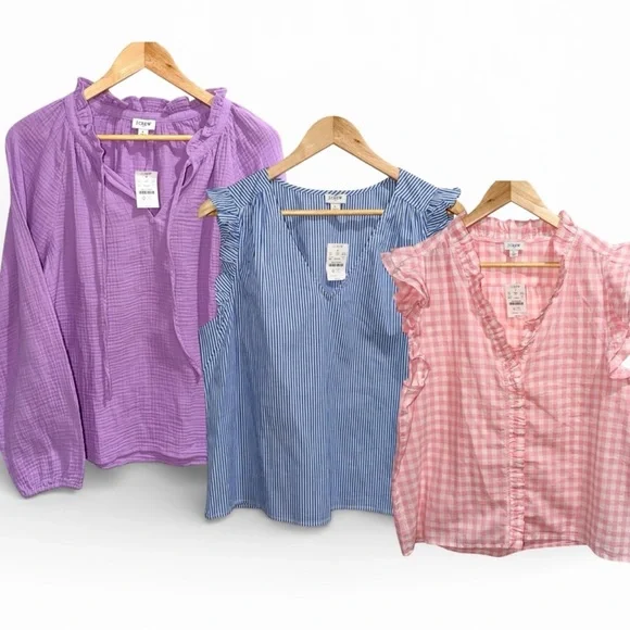 J.Crew and Old Navy NWT Women’s Size Large Coastal Blouse Bundle of 4 - Picture 4 of 8